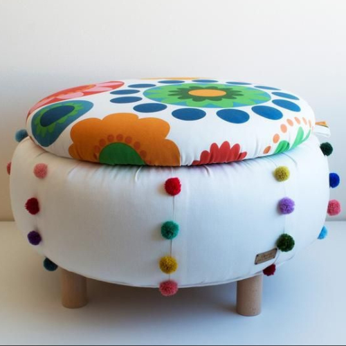 Pouf Juju White - Handcrafted from Cameroon