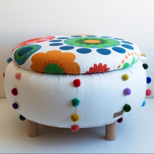 Pouf Juju White - Fabrication artisanale du Cameroun